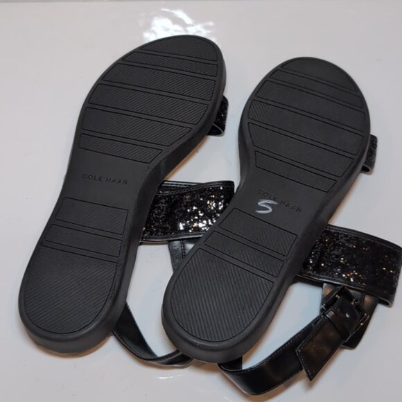 Cole Haan Korban Leather Glitter Sandals Wide Straps Ankle Platform Size 9.5 - Picture 10 of 12